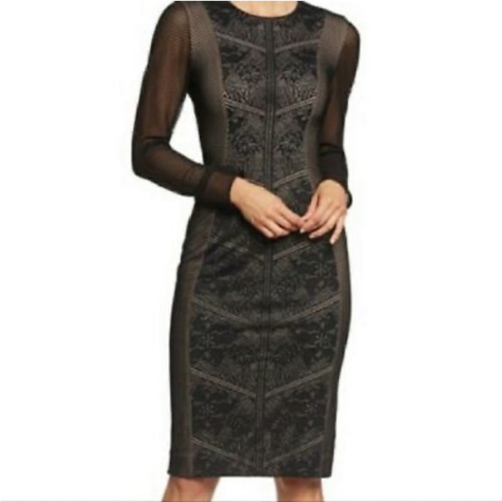 Dress the Population Evan Mesh Long sleeve dress